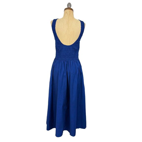 MADEWELL Melody Scoopback Smocked Midi Dress Petite PL Blue Moon A-Line NWT B61 - Picture 4 of 7